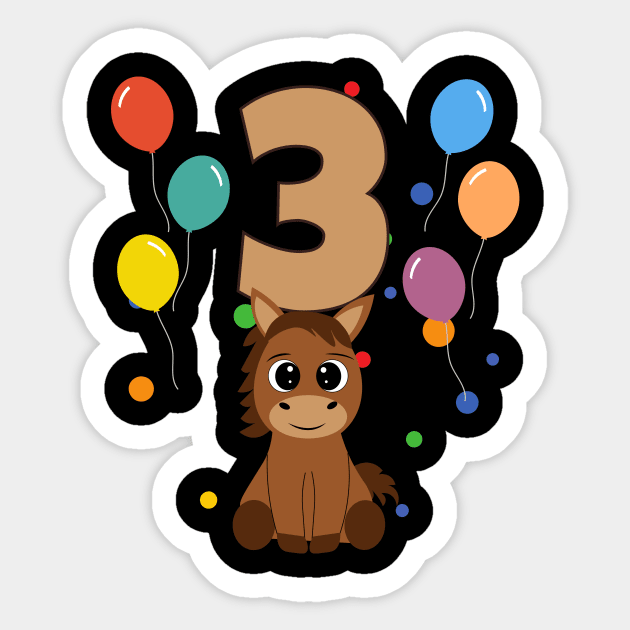 3rd Birthday Children's Birthday 3 Years Horse Sticker by Schwarzweiss